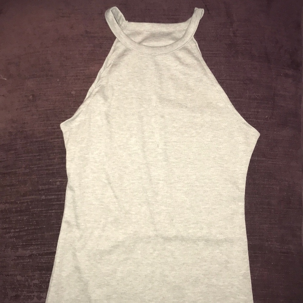 High neck gray dress